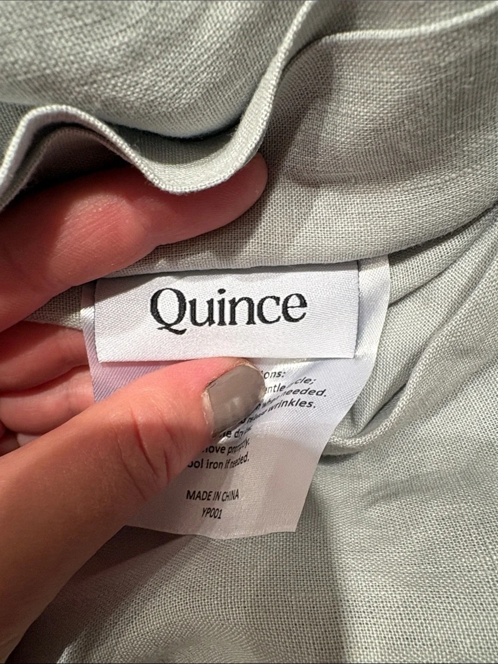 Quince European Linen Double Flange Duvet Cover Set Mist King Cal King